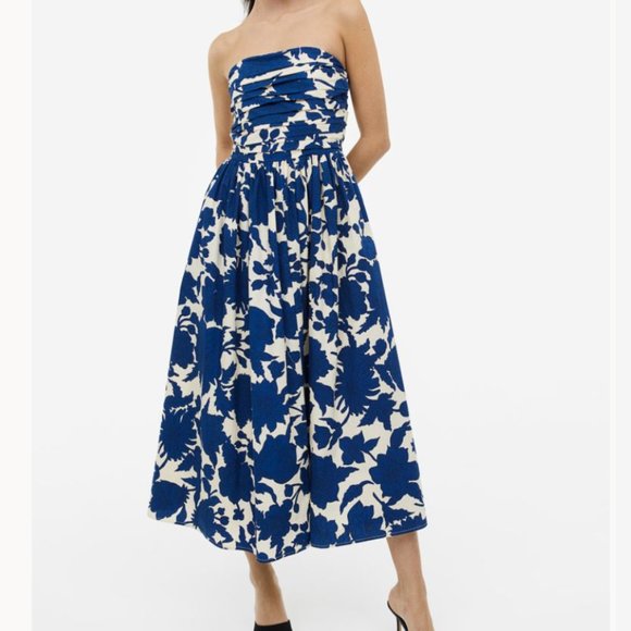 H&M Strapless Blue and White Maxi Dress - Picture 1 of 6